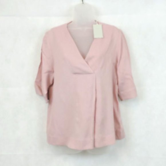 COS Cross Over Front V-neck Pale Pink Blouse sz 4 - Picture 12 of 12